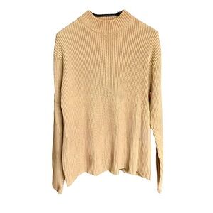 Claiborne | Merino Tan Ribbed Sweater | Mock Neck | Men’s Size Large | NWOT